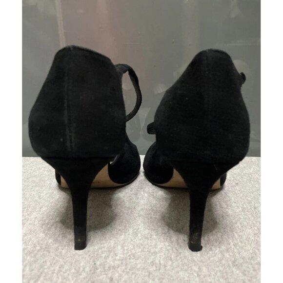 L. K. Bennett Blossom Womens Strappy Sandals Black Suede Heels Size 36 EU 6 US - Picture 4 of 9